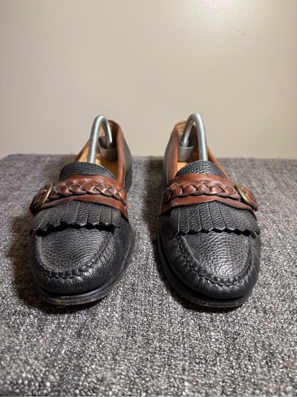 Cole Haan Men’s Black & Brown Leather Kiltie Tassel Loafers 9.5